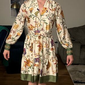 Floral Print Dress with Green Accents
